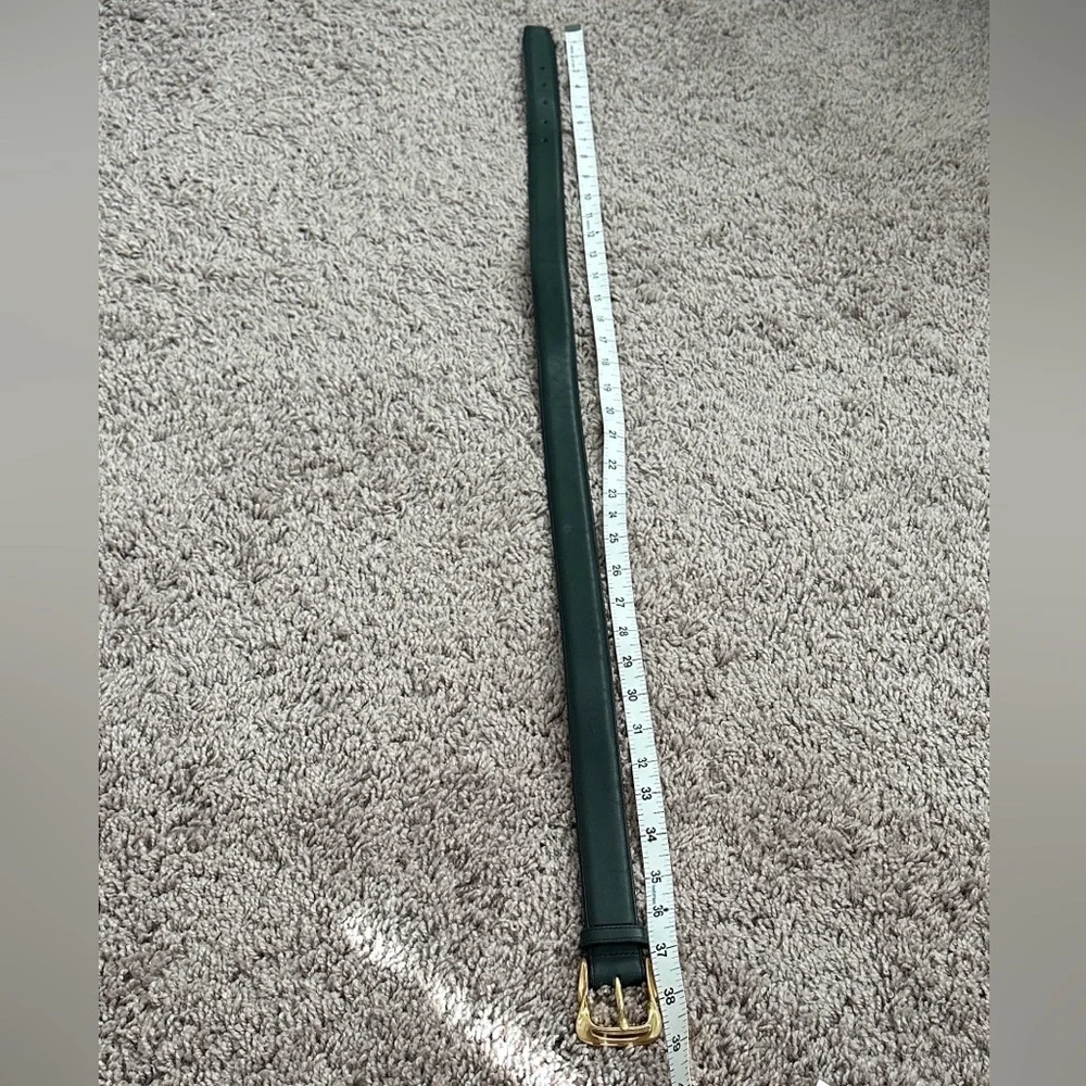 Elegant Green Genuine Leather Belt with Gold Buckle Size Large